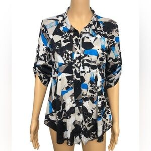 Style & Co. button down shirt Floral top blouse Petite Size M